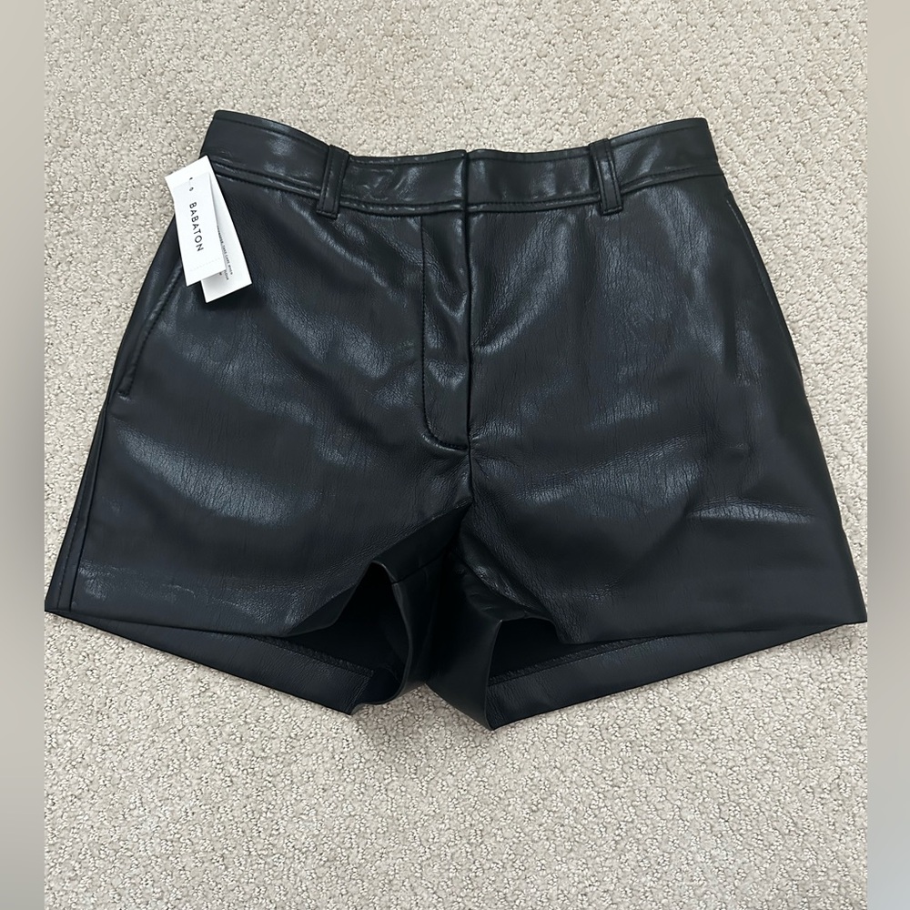 Babaton Black Leather Shorts